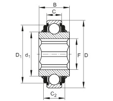 FAG Self-aligning deep groove ball bearings - SK108-215-KTT-L402/70